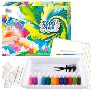 гр Ебру арт 87752 (12/2) "4FUN Game Club", 12 пігментів, порошок каррагінану, 10 аркушів акварельног фото