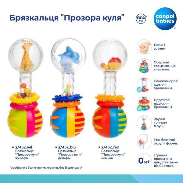 Брязкальце "Прозора куля" м'ячики фото