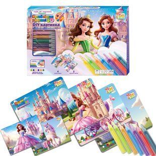 Малюй піском 66583 "4FUN Game Club", 6 карток, 6 кольорів піску, щітка, в коробці фото